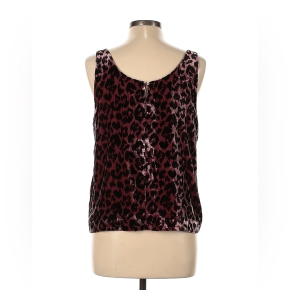J. Crew Always Tank Velvet Animal/Leopard Sleeveless Pink Black Top Size 2 - Picture 2 of 8